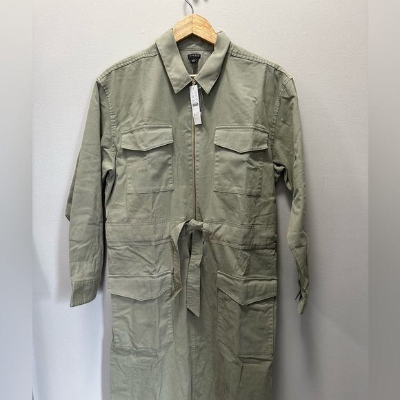 NWT! J.Crew Cinched-waist utility dress in stretch chino. Size 12. $178 - Picture 4 of 5